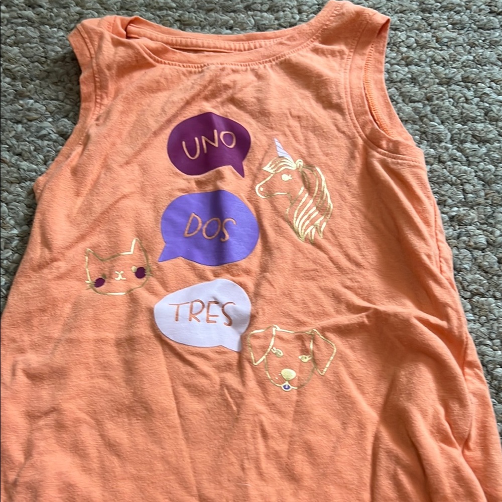 Cat & Jack Orange Sleeveless Top with Purple and Pink Accents